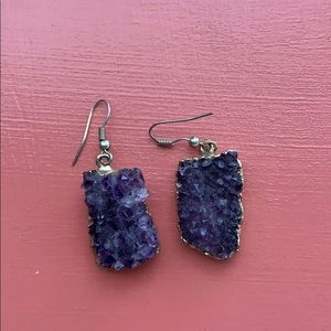 gold and amethyst druzy earrings